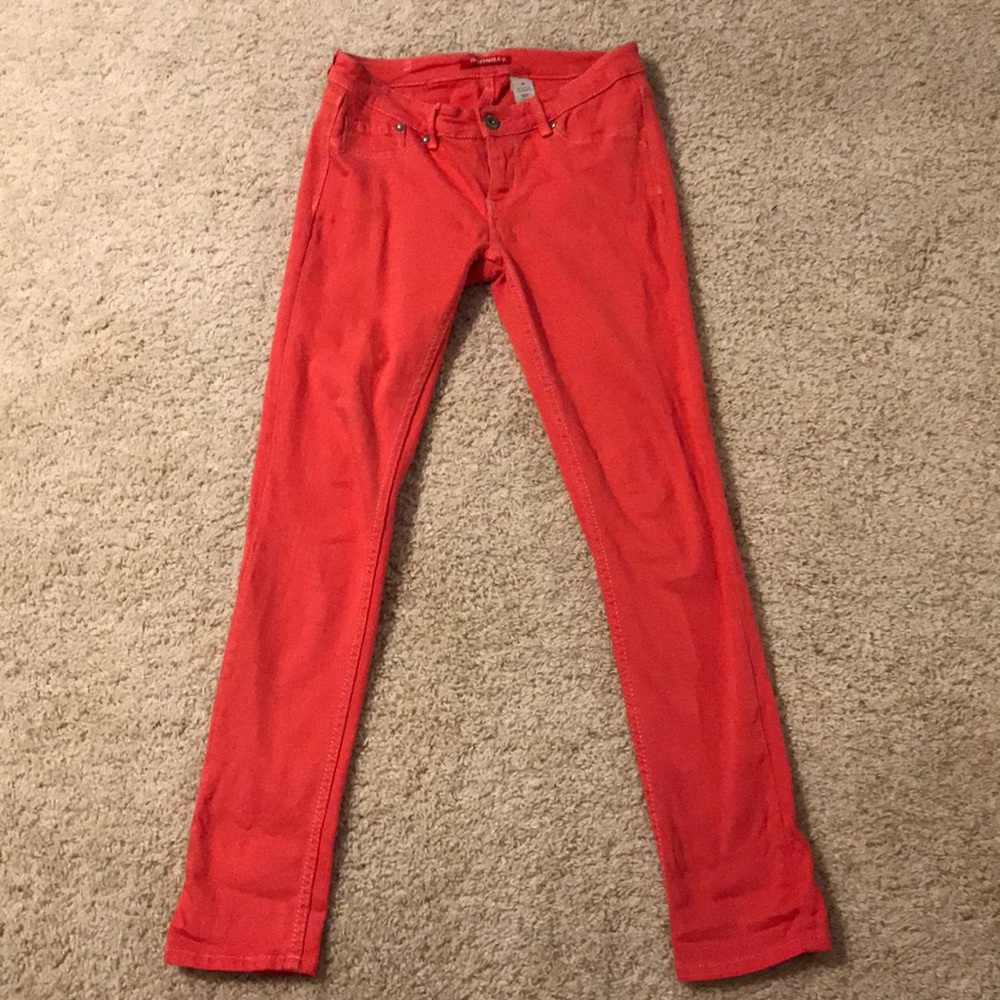 Salmon colored skinny jeans. Size 9